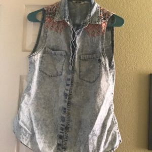 Miss Me light denim tank